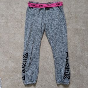 Heather Gray VS Pink Cropped Sweatpants Joggers